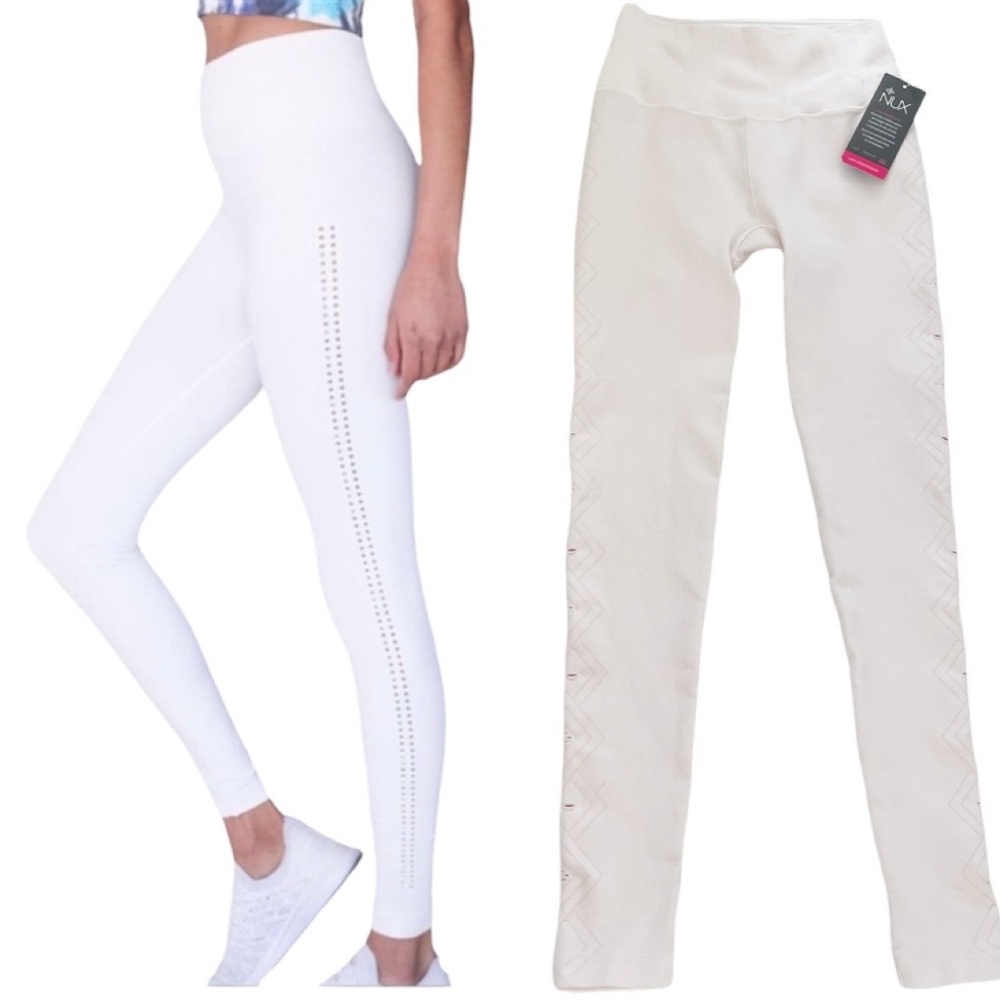 NUX Moderate Compression Athletic Leggings Pale Pink Small NWT